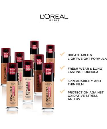 L'Or al Paris Liquid Foundation Full Coverage Lasting Wear With Vitamin C and SPF 25 Infallible 32H Fresh Wear 15 Porcelain (Pack of 5) 15 30 ml (Pack of 5) - Buy Online on GoSupps.com
