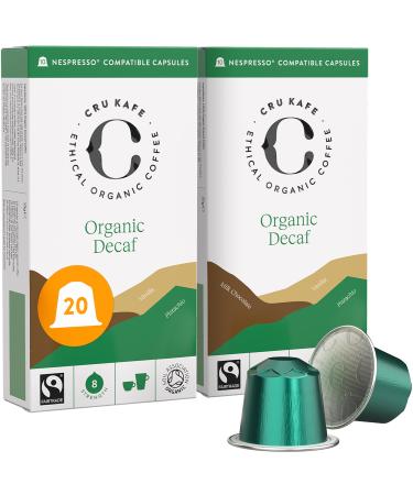 CRU Kafe Decaf Nespresso Original-Line Compatible Coffee Pod Capsules 20 Pods Organic Decaf Coffee 10 count (Pack of 2)