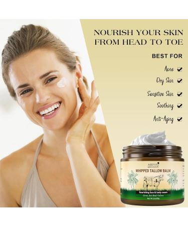 ASDToTio Handmade Whipped Tallow Balm for Skin Care- All Natural Grass Fed Beef Tallow All Purpose Balm Face and Body Moisturizing Cream Tallow Balm For Dry Skin- 2 oz - Buy Online on GoSupps.com