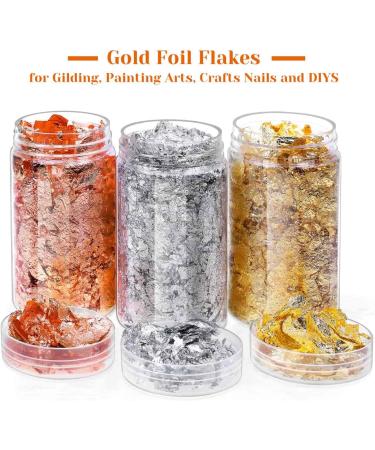 Paxcoo Gold Foil Flakes for Resin Crafts - 9g Metallic Leaf for Nails, Painting, Slime, and Jewelry Making (Gold, Silver, Copper Colors) - Buy Online on GoSupps.com