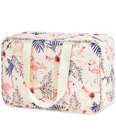 Full Size Toiletry Bag Women Large Cosmetic Bag Travel Makeup Bag Organizer Medicine Bag for Toiletries Essentials Accessories (Large, Brown) (Large, Beige Flamingo) Large Beige Flamingo - Buy Online on GoSupps.com