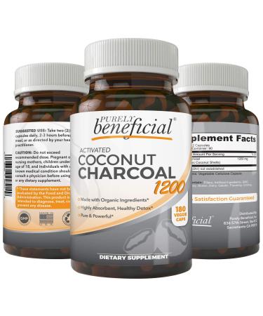 Purely Beneficial Activated Coconut Charcoal 1200mg - 180 Capsules