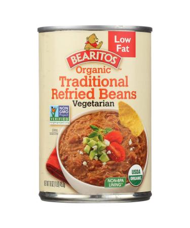 Bearitos Organic Refried Beans - Traditional - Case of 12 - 16 oz.