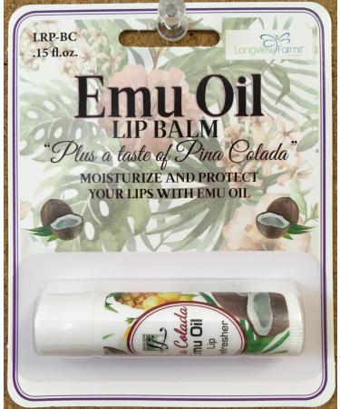 Longview Farms Emu Oil Lip Refresher - Indulge in Tropical Bliss with Our Pi a Colada Flavor - Hydrated Lips All Day Long (1 Tube Pi a Colada on a Blister Card)