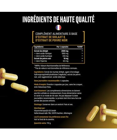  GEN GERMAN ELITE NUTRITION Mumijo Shilajit Max 180 high-dose capsules with 2000 mg per daily dose 10:1 original extract with 50% fulvic acid + 12% h - Buy Online on GoSupps.com