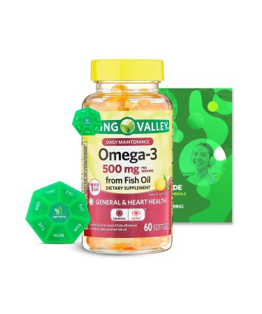 Omega-3 Fish Oil 500 mg 60 Softgels with Bundle Exclusive Vitamins & Minerals - A to Z - Better Ligth&Spring Guide
