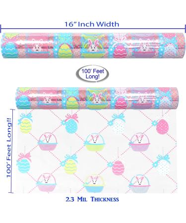 AnapoliZ Easter Cellophane Wrap Roll - 100ft x 16in | Crystal Clear 2.3 Mil Thick Design for Treats, Baskets, & Gifts - Easter Bunnies & Eggs - Buy Online on GoSupps.com