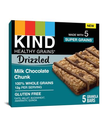 KIND Healthy Grains Bars Drizzled, Milk Chocolate Chunk, Gluten Free, 1.2 Oz, (8 Pack), 40Count Drizzled Milk Chocolate Chunk