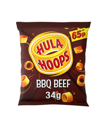 Hula Hoops Crunchy Potato Ring Crisps 34g x 32 (BBQ Beef) PMP