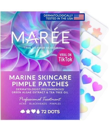 Maree Acne Patches & Facial Polish for Hydrocolloid Acne Treatment - Natural Green Algae Extract & Tea Tree Oil - Cover and Reduce Zits, Pimples, Blemishes, Spots - Dermatologist Reviewed - 72 Dots