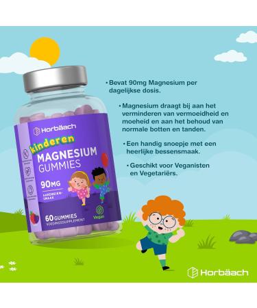 Horbaach Magnesium Citrate Gummies Kids with Vitamin C 60 Vegan Gummies 2 Month Supply Alternative to Capsules and Tablets Horbach - Buy Online on GoSupps.com