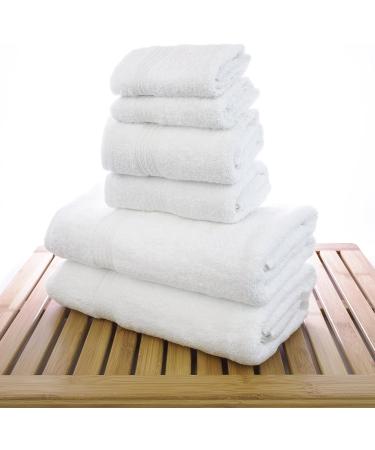 6-Piece White Eco Cotton Towel Set with Dobby Border - Set of 6 - Buy Online on GoSupps.com