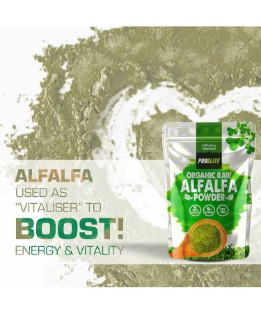 Organic Alfalfa Powder 250g Support Energy and Stress Vegan Keto Green Superfood Supergreen Raw Natural Alfalfa Powder Juice Shots PROELITE - Buy Online on GoSupps.com