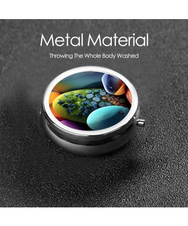 Coloured Stones Round Pill Box | 3-Compartment Portable Organizer for Purse & Pocket | Travel-friendly Pill Storage - Buy Online on GoSupps.com