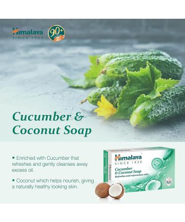 Himalaya Coconut and Cucumber Soap | Revitalizes Your Senses | Moisturizes and Hydrates Skin | Leaves Skin Softer and Smoother | Does Not Dry Skin - 75g (Pack of 6) Cucumber 12.5 g (Pack of 6) - Buy Online on GoSupps.com