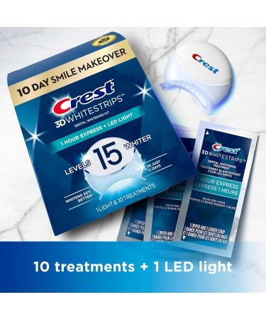 Crest 3D Whitestrips 10 Day Smile Makeover At-Home Teeth Whitening Kit 10 Treatments + 1 LED Light 15 Levels Whiter Tooth Whitener - Buy Online on GoSupps.com