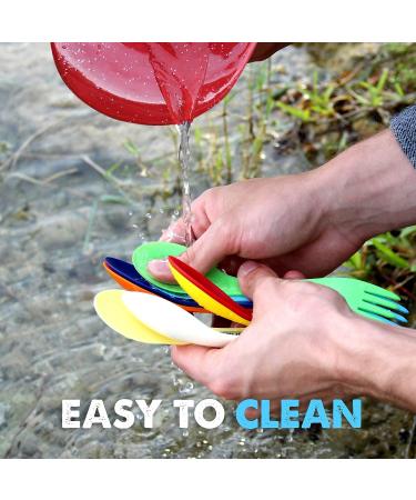 Tapirus Spork to Go V8 Set - 8 Colorful BPA Free Sporks for Camping - Spoon, Fork, and Knife Combo with Bottle Opener and Carry Case - Buy Online on GoSupps.com