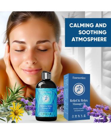 Essencetics Muscle Pain Relief Massage Oil (8 OZ) - Soothing Arnika Lavender & Rosemary for Relaxation & Therapy - Buy Online on GoSupps.com