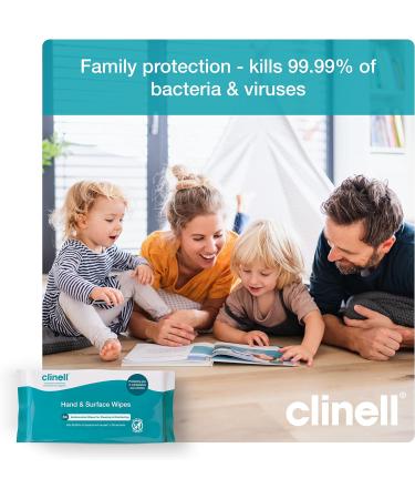 Clinell Antimicrobial Hand Wipes - 84 Wipes Pack - Travel-Sized Sanitising Wipes with 99.99% Bacteria & Virus Elimination - Dermatologically Tested - Buy Online on GoSupps.com