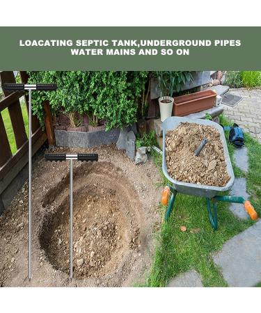 Fockety Stainless Steel Floor Probe | 32-48 Inch Adjustable Ground Rod for Underground Pipes | T-Handle Sewage Hyperation Device for Gardening - Buy Online on GoSupps.com