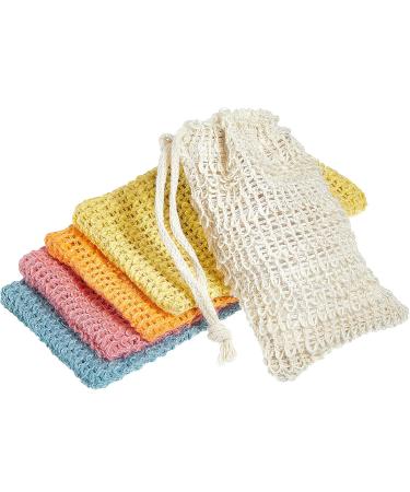 5 Pieces Soap Saver Bag Natural Sisal Exfoliating Soap Pouch for Foaming and Drying The Soap Bars Shower Soap Bag (White, Pink, Blue, Yellow, Orange,9 x 14 cm) 3.5x5.5 Inch (Pack of 5) White, Pink, Blue, Yellow, Orange,