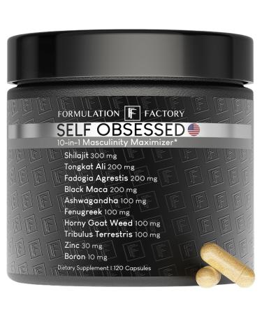 Formulation Factory Self Obsessed 10 in 1 Masculinity Maximizer Supplement Shilajit for Men Tongkat Ali Ashwaganda Fenugreek Muscle Growth Energy Drive Strength Recovery 2 Month (Pack of 1) Self Obsessed 120 Count (