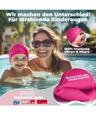 Kidverse Waterproof Bathing Cap for Girls - Anti-Slip UV Protection Swimming Cap for Kids - 100% Tearproof Bath Hood - Pink - Buy Online on GoSupps.com
