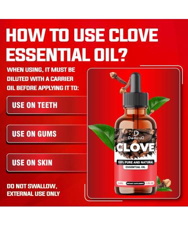 DEDICAD - 1 FL Oz - 30ml - Clove Essential Oil Supplement for Toothache, Oral Care, Skin & Hair Clove Oil Organic - Buy Online on GoSupps.com