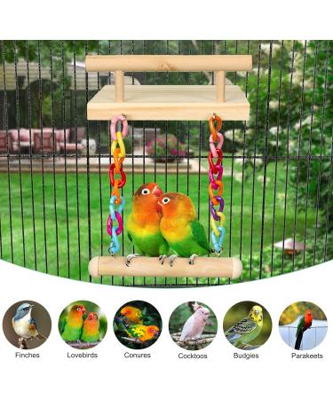 TeTupGa Bird Perches, Toys & Play Gyms - Wooden Platform with Swing & Ferris Wheel for Parrots, Lovebirds, Chinchillas, Hamsters | Green Cheeks & Budgie Bird Accessories - Buy Online on GoSupps.com