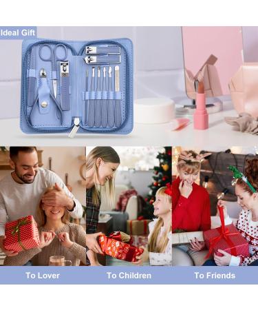 12-Part Stainless Steel Manicure Set for Men & Women - Professional Nail Care & Pedicure Kit - Perfect for Travel - Duaiu Blue - Buy Online on GoSupps.com
