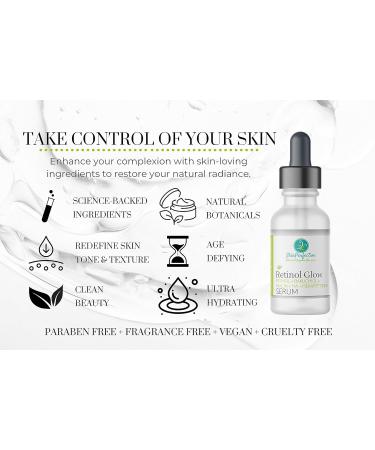 Retinol Glow Serum - Anti-Aging Face & Neck Cream with Argireline Bakuchiol & Niacinamide | Skin Renewing Resurfacing Formula - Buy Online on GoSupps.com