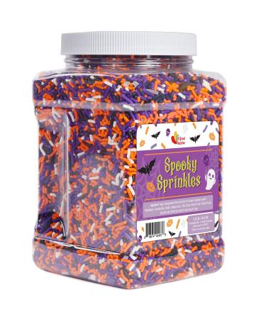 A Great Surprise Halloween Sprinkles - 2.2 LB - Orange, Black, Purple and White Jimmies