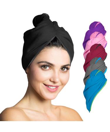 Fit -flip hair turban microfiber - 1 piece absorbent and quick -drying - special turban towel as well as hair towel (black) 1 piece 04 - black