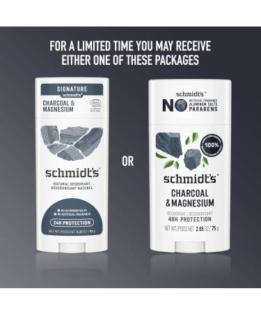 Schmidt's Aluminum-Free Vegan Deodorant Charcoal & Magnesium with 24 Hour Odor Protection 4 Count for Women and Men Natural Ingredients Cruelty-Free 2.65 oz - Buy Online on GoSupps.com