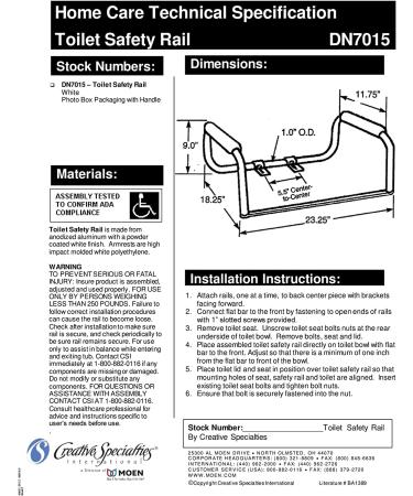 Moan DN7015 Home Care 23.25-Inch Toilet Safety Bar Rails - Glacier | Sturdy Bathroom Support - Buy Online on GoSupps.com