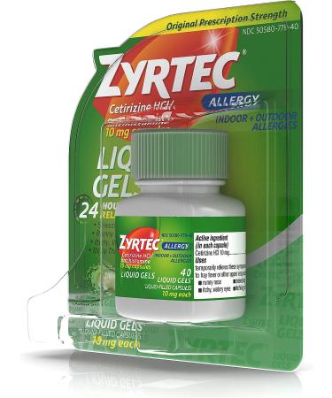 Zyrtec 24 HR Allergy Liquid Gels - Cetirizine HCI Antihistamine (40 ct) - Buy Online on GoSupps.com