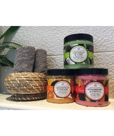 Tropical Fruits Exfoliating Body Scrub - Strawberry & Papaya 550g for Smooth & Healthy Skin - Buy Online on GoSupps.com
