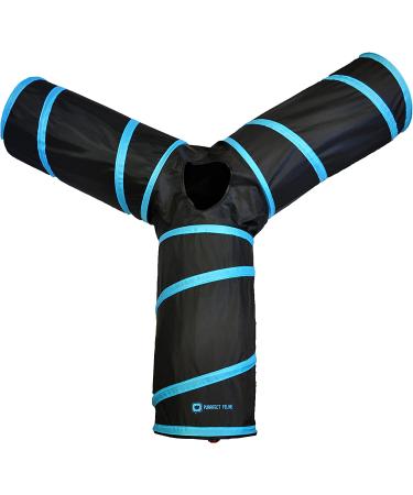 Purrfect Feline 3-Way Cat Tunnel and Crinkle Toy with Ball - Interactive Cat Toy for Indoor Cats, Ferrets, Rabbits, and Small Dogs - Large Blue - Buy Online on GoSupps.com