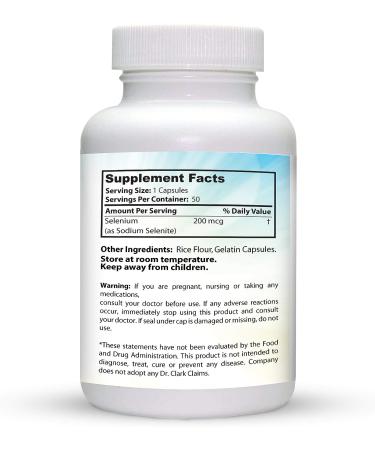Dr. Clark Selenium 200mcg Supplement - Thyroid & Immune Support - 50 Capsules - Buy Online on GoSupps.com
