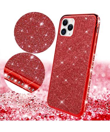 Surakey Glitter Case for iPhone 12/12 Pro - Red TPU Silicone Protection Diamond Design Glossy Finish - Buy Online on GoSupps.com