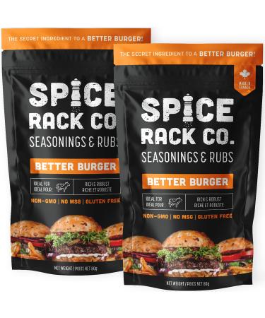 Gourmet Burger Seasoning And Spices - Spice Rack Co Better Burger Hamburger Seasoning No MSG Non-GMO and Gluten-Free Cheeseburger Seasoning Spices For Grilling Frying Roasting Broiling (2 Pack)