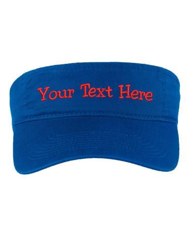 Custom Visor Hat Embroider Your Own Text Customized Adjustable Fit Men Women Visor Cap Royal