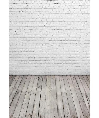 HUAYI 5X7ft White Brick Wall Gray Wooden Floor Photography Vinyl Backdrop D-2504 - Buy Online on GoSupps.com