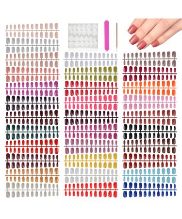 769PCS Assorted Colored Fake Nails Medium Length Press on Nails EBANKU 32 Colors Fake Nails Short Square French False Full Nail Tips Acrylic Nail for Women Girl