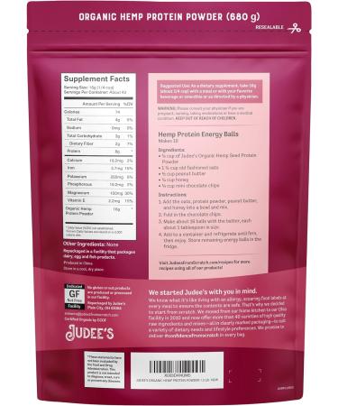 Judee's Organic Hemp Protein Powder 1.5 lb - Ground Hemp Seeds Powder for Smoothies - Non-GMO, Gluten-Free, Nut-Free - 1.5 Pound Pack - Buy Online on GoSupps.com