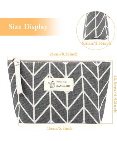 3 PCs Canvas Cosmetic Bag Set | Zippered Portable Make-Up Bags for Travel & Outdoor Activities - Buy Online on GoSupps.com