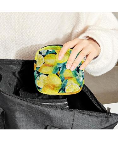 Women's Portable Period Kit Bag - Watercolor Lemon Fruits Leaves | Stylish Storage & Lift Pad for Girls - Buy Online on GoSupps.com