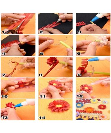ODETOJOY Flower Quilling Paper Strips Craft Kit - 40PCS, 8 Patterns for Scrapbooking with Embossing Tool - Buy Online on GoSupps.com