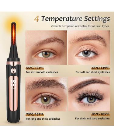 Heated Eyelash Curler - Electric Eye Lash Curler with Comb LED Display 4 Temperature Modes 24-Hour Long Lasting USB Rechargeable - Shop Now - Buy Online on GoSupps.com