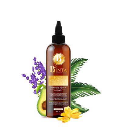 Binta Beauty Organics All Natural All Organic 100% Hair Growth Serum(8oz) Recommended For Thinning Hair Weak Hair Or Hair Loss.